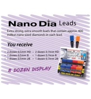 Leads uni nano diamond 0.5mm and 0.7mm hb, b and 2b 8 doz display