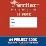 Project Book Writer Premium A4 64pg Plain/8mm Ruled + Margin Apple