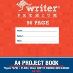 Project Book Writer Prem A4 96pg Plain/18mm Dotted Thirds + Margin Moon