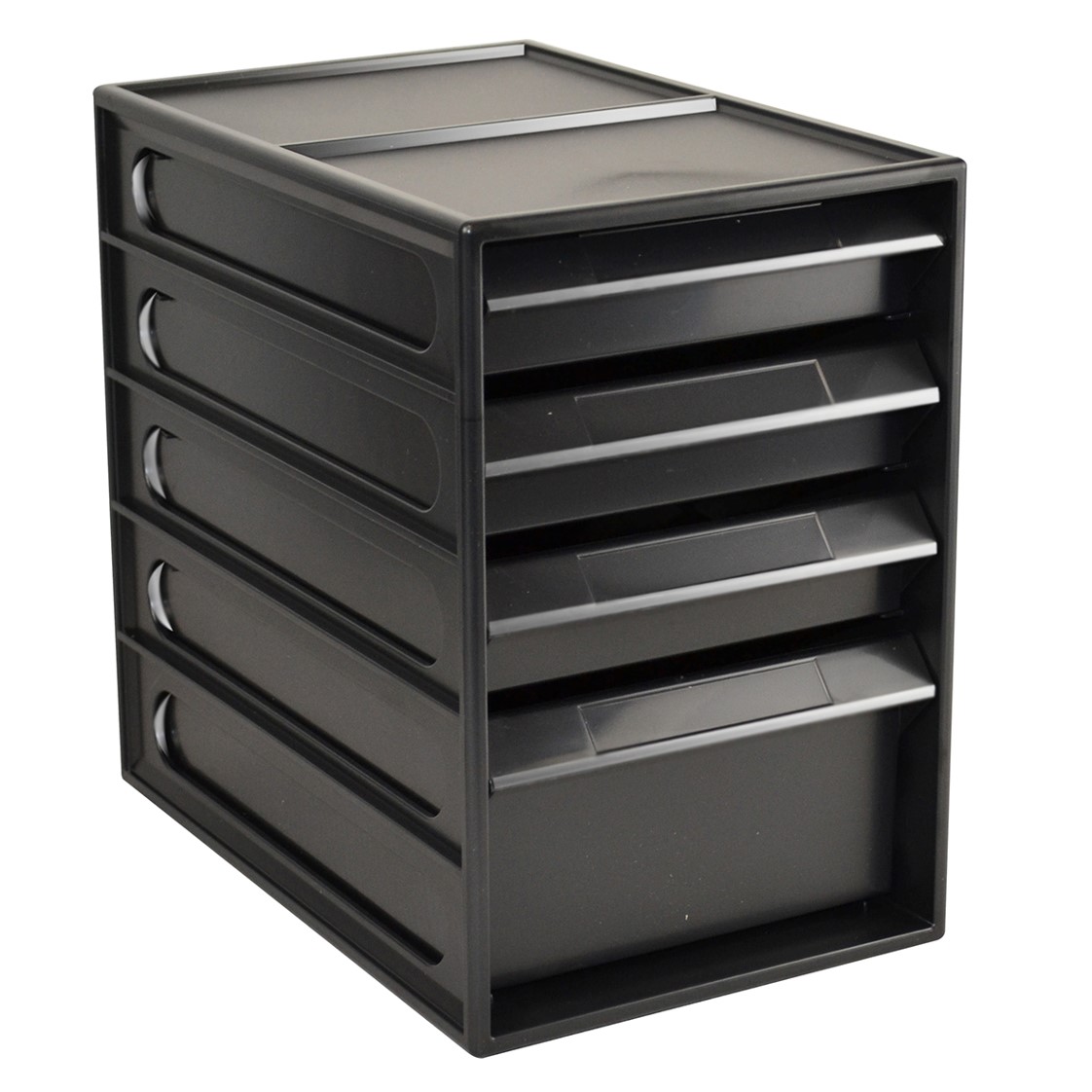 33414 Office Organiser Italplast 4 Drawer Greenr Recycled Black - Image 1