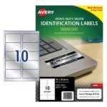 Label Avery Laser L6012 Silver H/Duty 96x50.8mm 10up Pk20