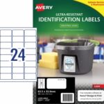 Label Avery Laser L7912 Ultra Resistant 63.5x33.9mm 24up Pk10