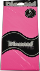 54038 Tissue Paper Diamond 500x750mm 17gsm Coral Rose 5 Shts - Image 1