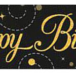 Banner Alpen 2.7m Happy Birthday Sparkling Fizz Black and Gold