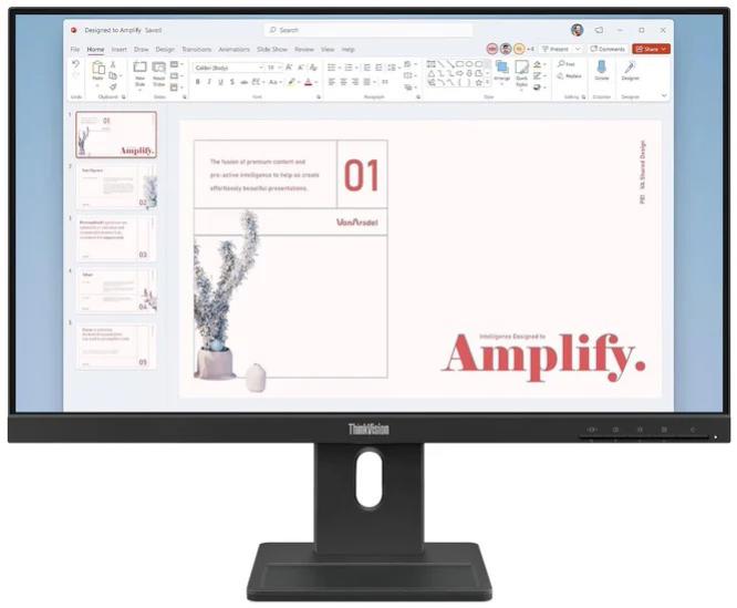 64BAMAR1AU Lenovo ThinkVision E24-40 23.8" WLED IPS FHD (16:9), HDMI, DP, VGA, PIVOT, H/ADJ, SPKR, 3YR - Image 1