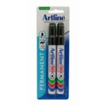 Marker Artline 90 5mm Permanent Chisel Nib Black Pk2