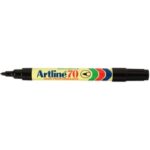 Marker Artline 70 1.5mm Permanent Bullet Nib Black Pk2