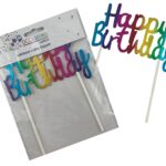 Cake Topper Alpen Happy Birthday Metallic Rainbow