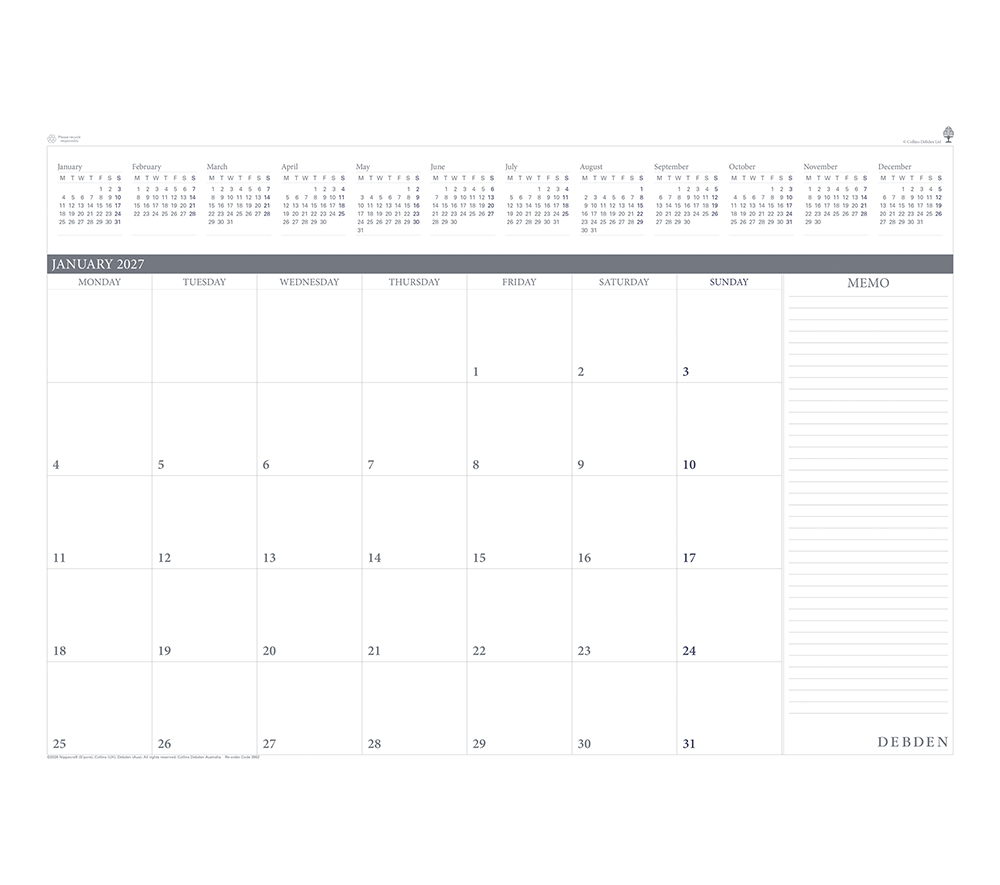86584.27 Planner Refill 2027 Debden 370x530mm 3902.crf Desk Top Mtv - Image 1