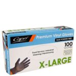 Gloves Capri Vinyl Powder Free Blue Extra Large Bx100 - Carton of 10