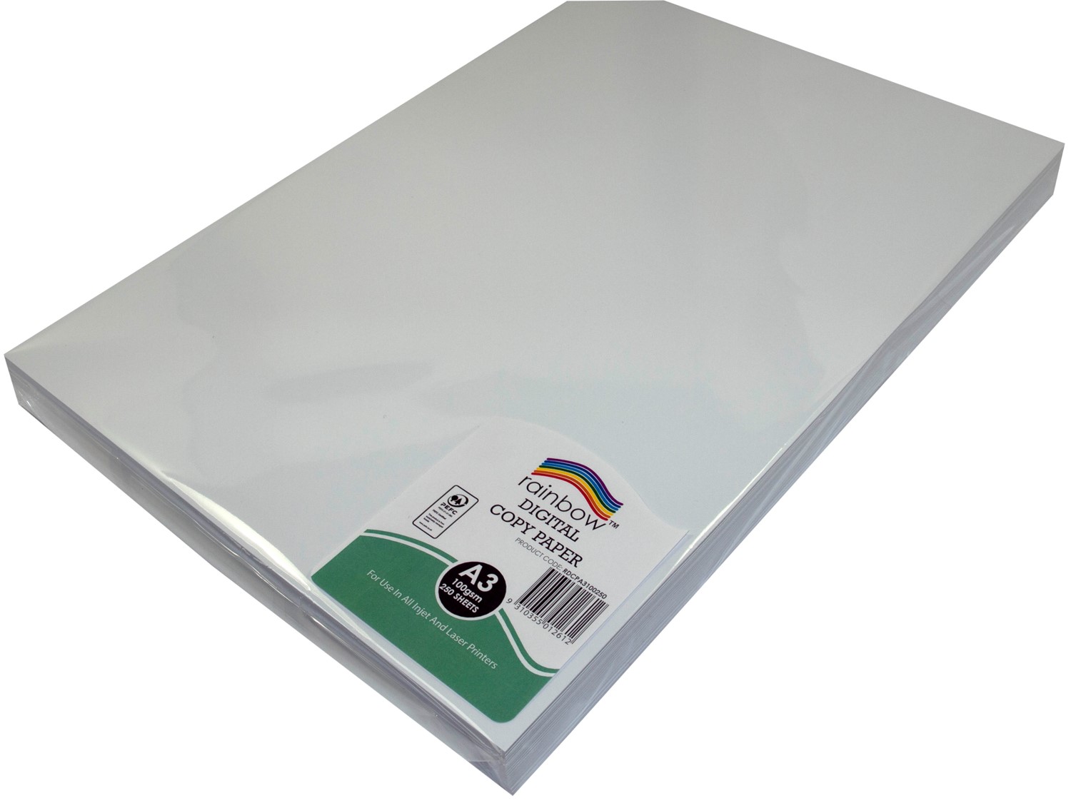 93473 Digital Copy Paper Rainbow A3 Pefc 100gsm White Pk250 - Image 1