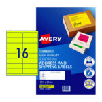 Label Avery L7162fy Shipping Hi Vis Fluoro Yellow 16up 25 Shts