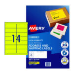 Label Avery L7163fy Shipping Hi Vis Fluoro Yellow 14up 25 Shts