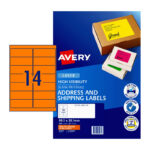 Label Avery L7163fo Shipping Hi Vis Fluoro Orange 14up 25 Shts