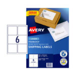 Label Avery L7166 99.1x93.1mm Shipping 6up White Pk100