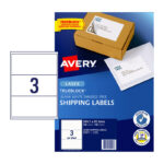 Label Avery L7155 200.7x93.1mm Shipping 3up White Pk100