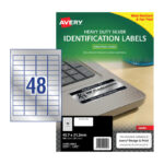 Label Avery Laser L6009 Silver H/Duty 45.7x21.2mm 48up Pk20