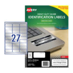 Label Avery Laser L6011 H/Duty Silver 27up Pkt20