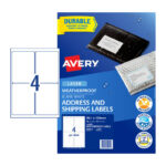 Laser Label Avery L7071 4up Weather Proof Pk40