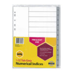 Dividers Marbig A4 PP 1-12 Tab Grey