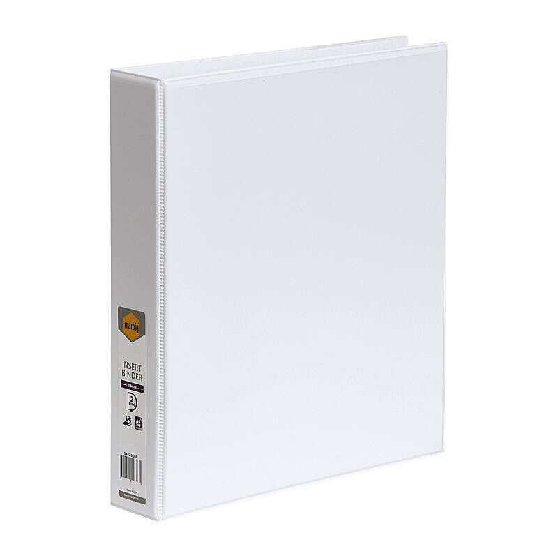 MAR5412008B Binder Insert Marbig A4 Clearview 2 D-Ring 38mm White - Image 1