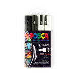 Marker Uni Posca Pc5br Medium Brush Tip Black/White Pk4