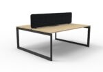 Infinity Back to Back Loop Leg Workstation 2 Person 1800 x 1530 x 1200mm Natural Oak Top / Black Frame