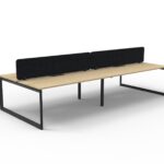 Infinity Back to Back Loop Leg Workstation 4 Person 3000 x 1530 x 1200mm Natural Oak Top / Black Frame