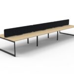 Infinity Back to Back Loop Leg Workstation 6 Person 4500 x 1530 x 1200mm Natural Oak Top / Black Frame