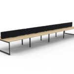Infinity Back to Back Loop Leg Workstation 8 Person 7200 x 1530 x 1200mm Natural Oak Top / Black Frame