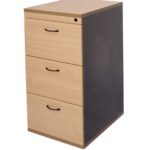 Rapid Worker Filing Cabinet - 3 Drawers, Beech & Ironstone 465 x 600 x 990mm Beech Top / Ironstone 465Mm W X 600Mm D X 990Mm H Fully Lockable With Metal Runners Frame