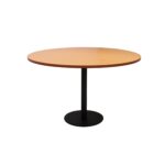 Estilo Round Table 1200mm Beech Top / Black Powder Coat 1200Mm Diameter X 755Mm H Overall 540Mm Diameter Disc Base Plate Base E0 Rated Melamine Board Top Frame