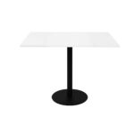 Estilo Square Meeting Table - Natural White Top & Black Satin Base 900 x 900 x 755mm Natural White Top / Black Frame