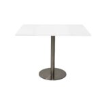 Estilo Square Meeting Table - Natural White Top & Stainless Steel Base 900 x 900 x 755mm