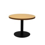 Estilo Round Coffee Table 455mm Beech Top / Black Powder Coat Overall Size Of 600 Diameter  X 455Mm H 60Mm Diameter Column With 400Mm Diameter Disc Base Plate X 430Mm H Base Frame