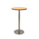 Estilo Round Dry Bar Table 600mm Beech Top / Stainless Steel 600Mm Diameter X 1050Mm H Overall 450Mm Diameter Disc Base Plate Base E0 Enviroboard Top Frame