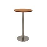 Estilo Round Dry Bar Table 600mm Cherry Top / Stainless Steel 600Mm Diameter X 1050Mm H Overall 450Mm Diameter Disc Base Plate Base E0 Enviroboard Top Frame