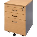 Rapid Worker Mobile Pedestal - Two Personal Drawers & One Filing Drawer, Beech & Ironstone 465 x 447 x 690mm Beech Top / Ironstone 465Mm W X 447Mm D X 690Mm H Lockable With Metal Runners E0 Rated Melamine Board Frame