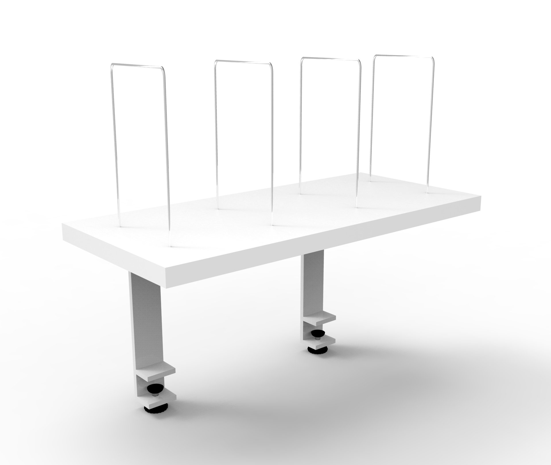 mc_images_cmshelf600_nw_ws Rapid Infinity Desk Mounted Shelf - Clamp Fixing 600 x 270 x 475mm Natural White Top / White Frame - Image 1