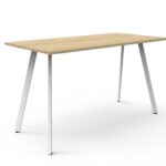 Eternity High Bar Table 1500 x 750 x 1050mm Natural Oak Top / White Frame