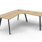 Eternity Leg Corner Workstation 1 Person 1500 x 750 x 730mm Natural Oak Top / Black Frame