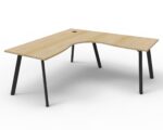 Eternity Leg Corner Workstation 1 Person 1500 x 750 x 730mm Natural Oak Top / Black Frame - Image 2
