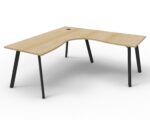 Eternity Leg Corner Workstation 1 Person 1500 x 750 x 730mm Natural Oak Top / Black Frame - Image 3