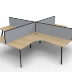 Eternity Leg Corner Workstation 4 Person 3630 x 3030 x 1200mm Natural Oak Top / Black Frame
