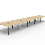 Eternity Back to Back Workstation 10 Person 1500 x 750 x 730mm Natural Oak Top / Black Frame