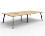 Eternity Back to Back Workstation 4 Person 1800 x 750 x 730mm Natural Oak Top / Black Frame - Image 2
