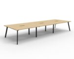 Eternity Back to Back Workstation 6 Person 1200 x 750 x 730mm Natural Oak Top / Black Frame - Image 3