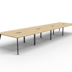 Eternity Back to Back Workstation 8 Person 1500 x 750 x 730mm Natural Oak Top / Black Frame