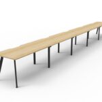 Eternity Single Sided Workstation 5 Person 1200 x 750 x 730mm Natural Oak Top / Black Frame