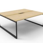 Infinity Back to Back Loop Leg Workstation 2 Person 1500 x 750 x 730mm Natural Oak Top / Black Frame